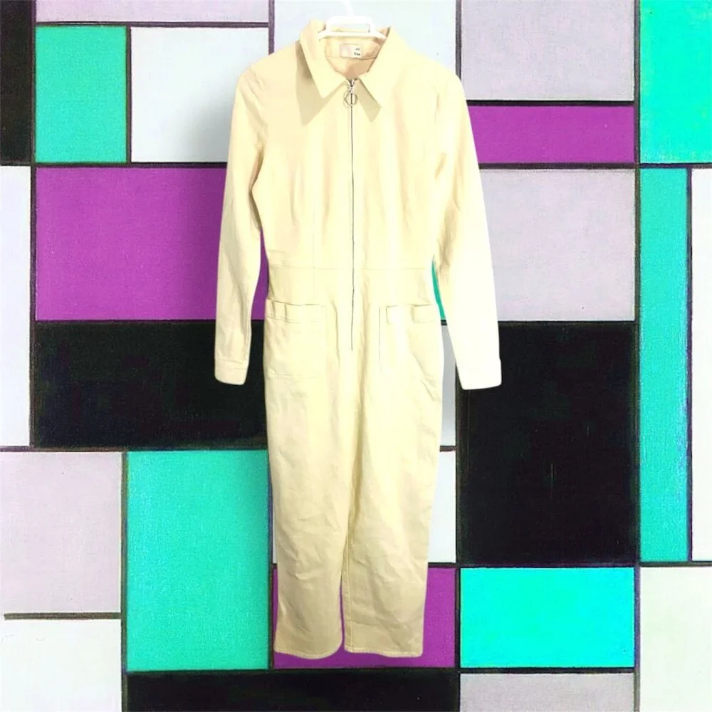 Wilfred Free Long Sleeve Collared Jumpsuit in Sandstone Beige–Made in Sri Lanka - Picture 4 of 17